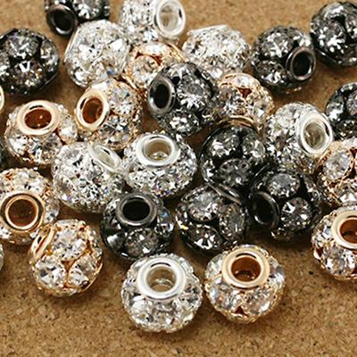 4Pcs 8*9mm Diamonds Edge Big Hole Metal Round Beads For Jewelry Making DIY Bracelet Necklace Earring