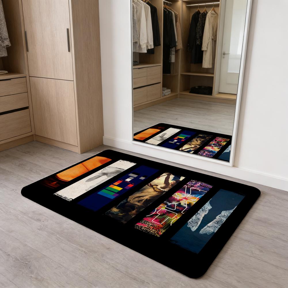 

C-Coldplay band anime Floor Mat Flannel Door Mat Non-Slip Absorbent Washable Indoor Home Rug 40x60cm