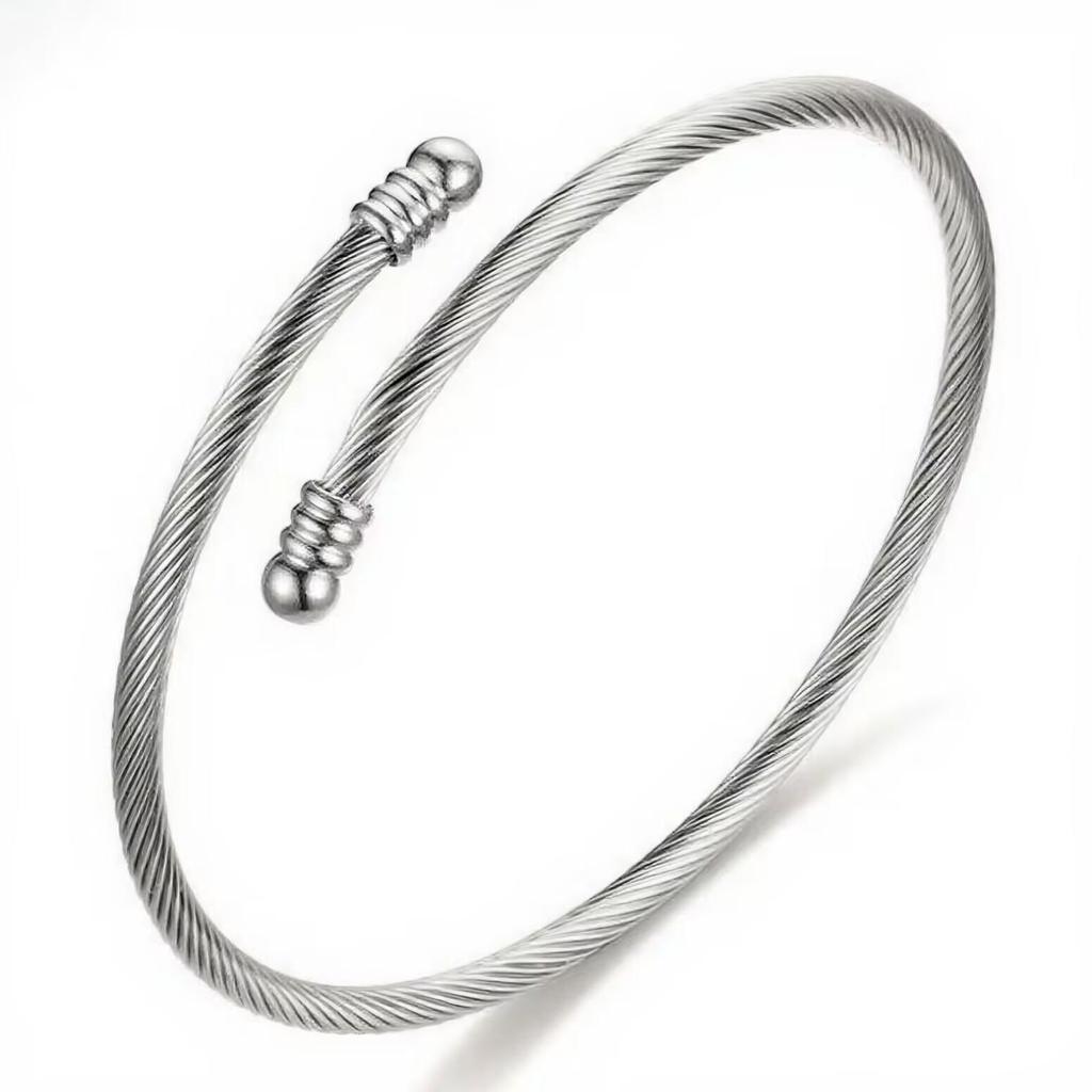 Stainless Steel Women's Fashionable Colorfast Round Wire Rope Bracelet