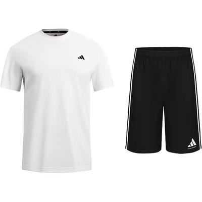 Solid Color Quick-Dry Breathable Loose Short Sleeve Shorts Casual Sports Set Men Sets KC3740+S21ATMSH2T-BW
