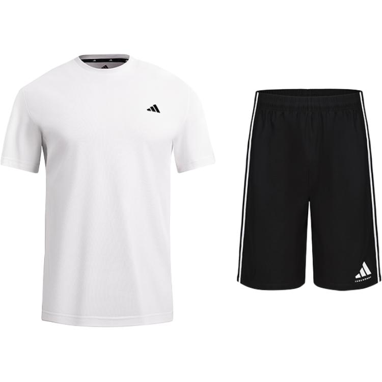 

Adidas Solid Color Quick-Dry Breathable Loose Short Sleeve Shorts Casual Sports Set Men sets KC3740+S21ATMSH2T-BW S