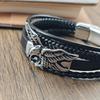 New Fashion Men Bracelet Hand Homme Eagle Bracelets Woven Hand Jewelry For Stainless Steel Magnet Clasp Leather Bangles Gift