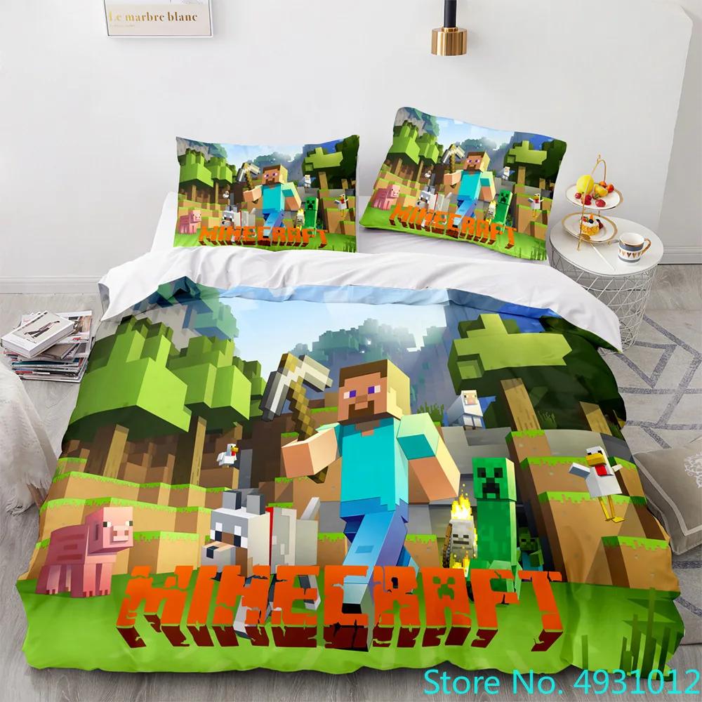 Anime Game My World Monster Hunters Bedding Set Duvet Cover Pillowcases Single Bedclothes Children'S Kids Adult Bedroom Decor