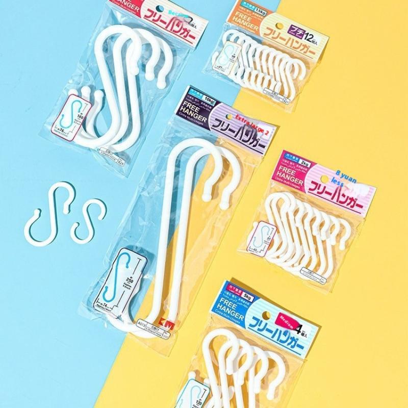 8Pcs S-Shaped Door Behind Hook Multi-Purpose Kitchen Hooks Wardrobe Clothes Cross Bar Universal Portable Bathroom Plastic Hook