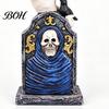 Compact Window Display Items Halloween Tombstone Figurine, Resin Ghost Pumpkin Crow on Retro Haunted House Props Statue for Desktop Holiday
