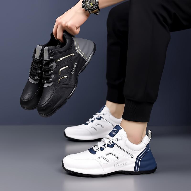 New Classic Genuine Leather Cowhide Mens Shoes Thick Soled Interior Height Increasing Casual Shoes for Youth Soled Sports Shoes