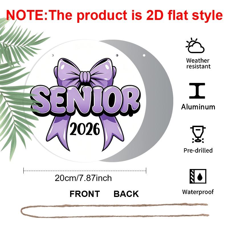 2D Flat Aluminum 2026 Graduation-themed Wall Hanging Is Available in Multiple Sizes and Features A Cute Purple Bow Design, Making It A Perfect Choice