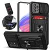 A53 Case Texture Card Holder Slide Camera Protection Armor Ring Cover On For Samsung Galaxy A53 A 53 5G galaxyA53 Shockproof Phone Cases