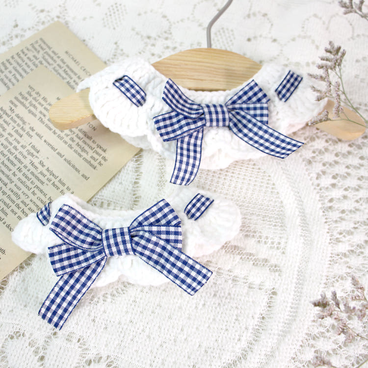 [KIMnyang_deng] Niebieska wstążka w kratkę, kot, szczeniak, dzianinowy peleryna