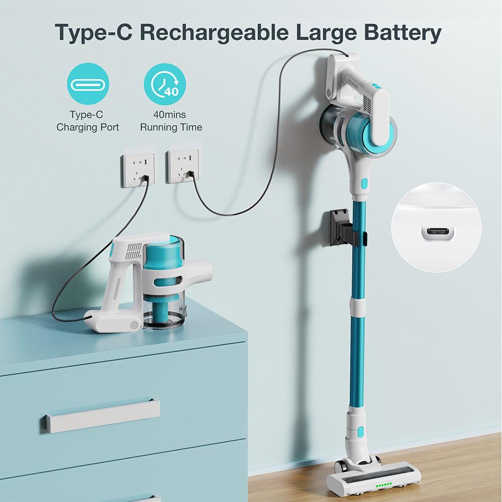 MOOSOO S6 Akku-Stielsauger, 18kPa Starke Saugkraft, 40min Laufzeit, 1L Staubbehälter, Typ-C-Aufladung, 5-stufige HEPA-Filtration