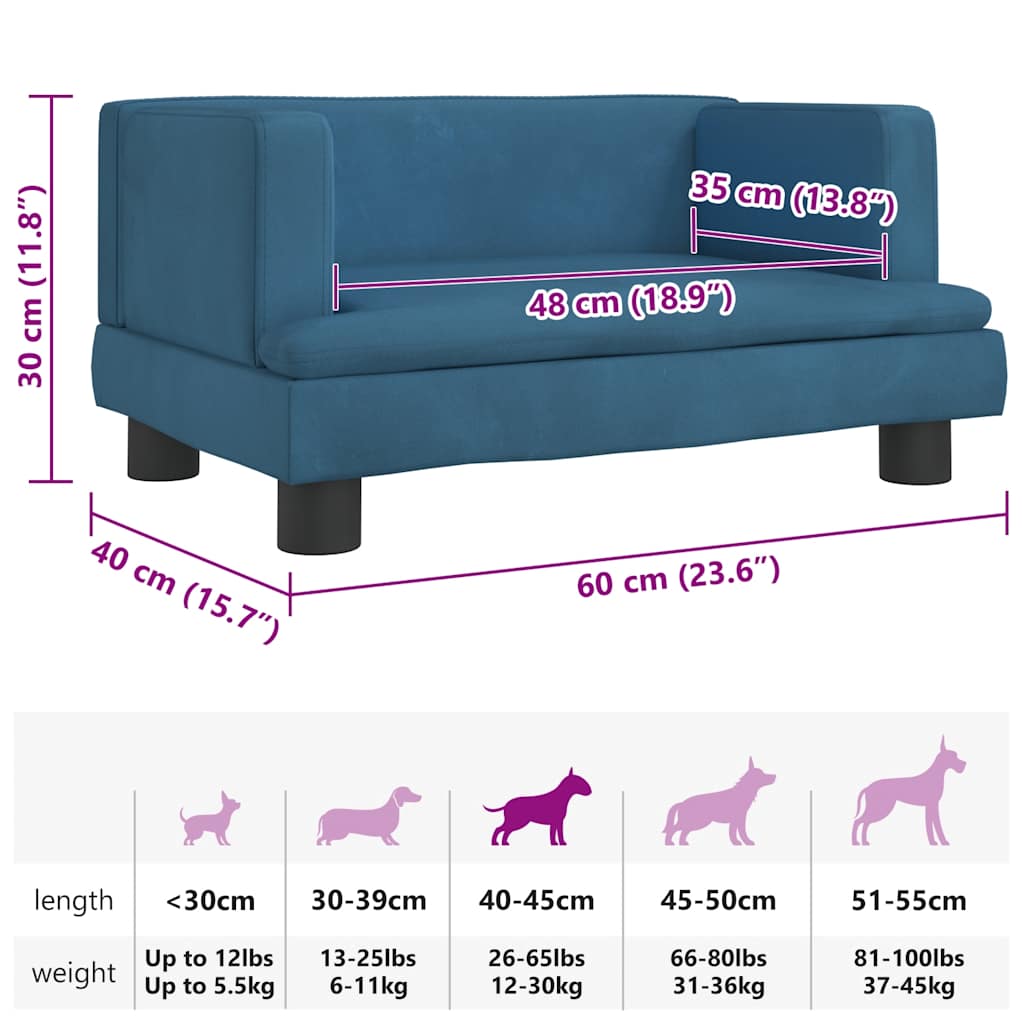 Dog Bed Blue 60x40x30 cm Velvet