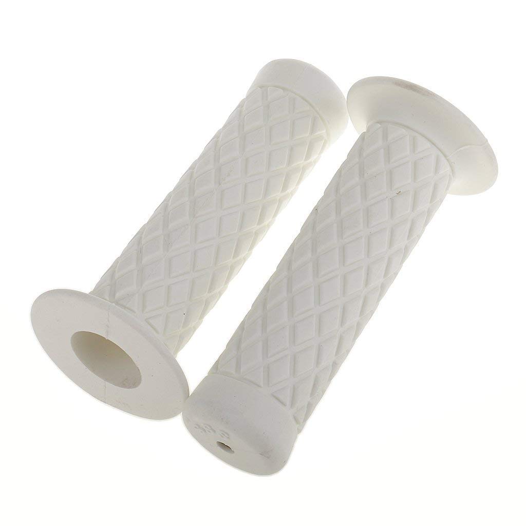 HANSWD 22mm Motorcycle Rubber Handle Grips Left and Right Set of 2 Corrosion Resistant Low Temperature (White)