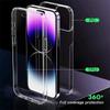 Custodia trasparente 360 doppia anteriore e posteriore per iPhone 15 14 13 12 11 Pro Max X XR XS Max 7 8 Plus Cover antiurto in silicone