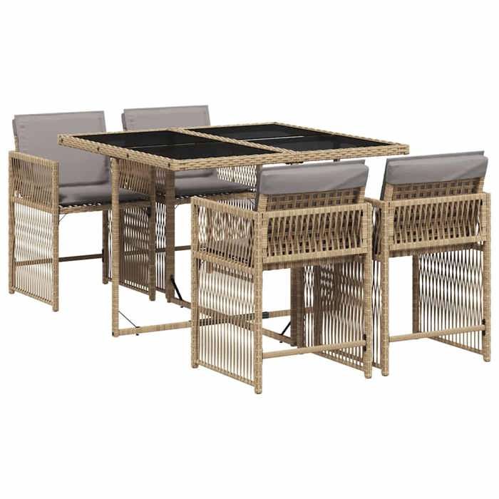 VidaXL Ensemble à Manger de Jardin avec Coussins 5 pcs, Table et Chaises à Dossier Rabattable, Meubles d'Extérieur Patio 3211620