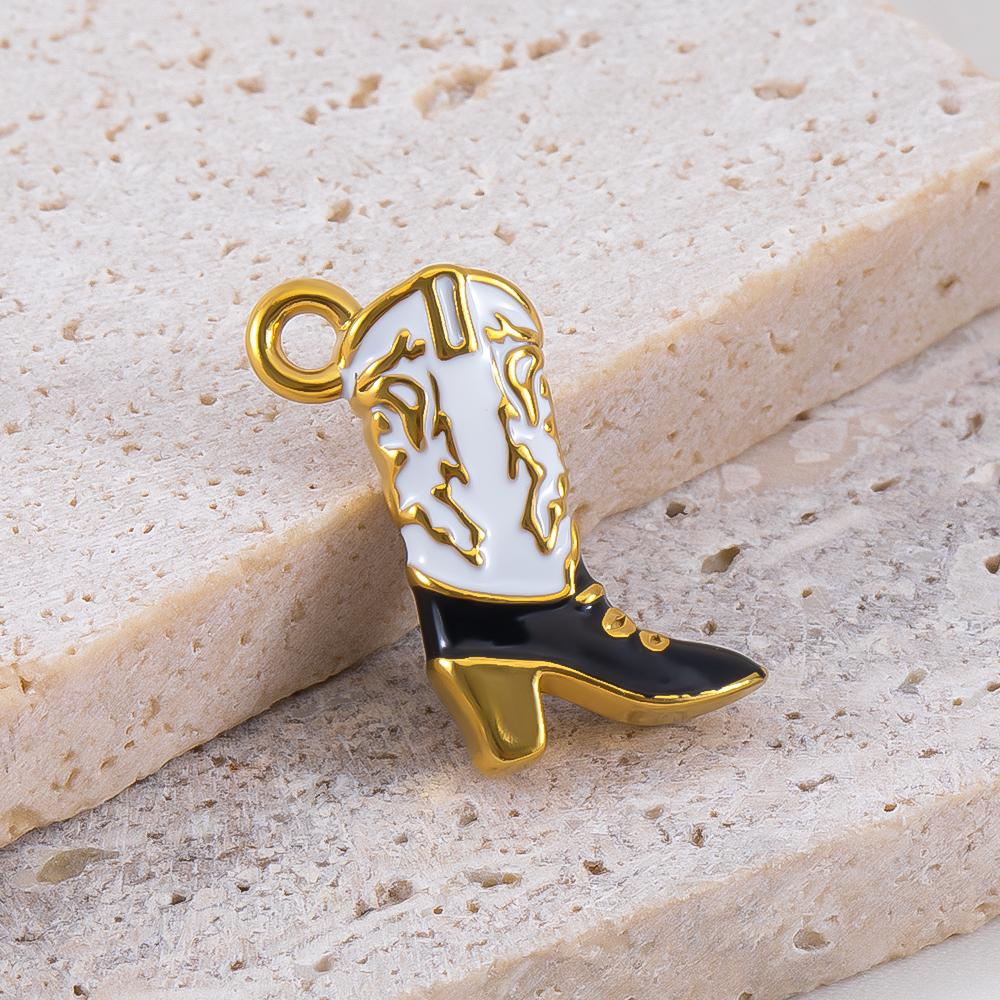 2pcs Stainless Steel Cartoon Enamel Bowknot Red Black High Heel Bone Pendant Necklace Earring Heart Charms Craft Jewelry Making