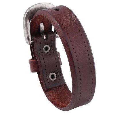 Men's Punk Rock Leather Bracelet - Smooth Retro Cowhide Design