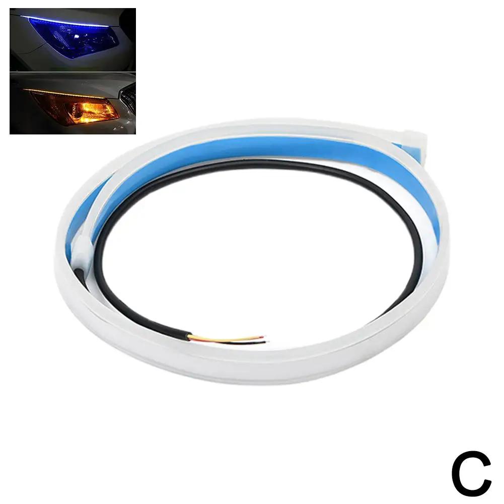 1PCS Auto Car LED Daytime Running Light Flexible Strip White Flow Blue Lights Brake Turn Signal Yellow Ice 12V Pink Blue Re A7W9