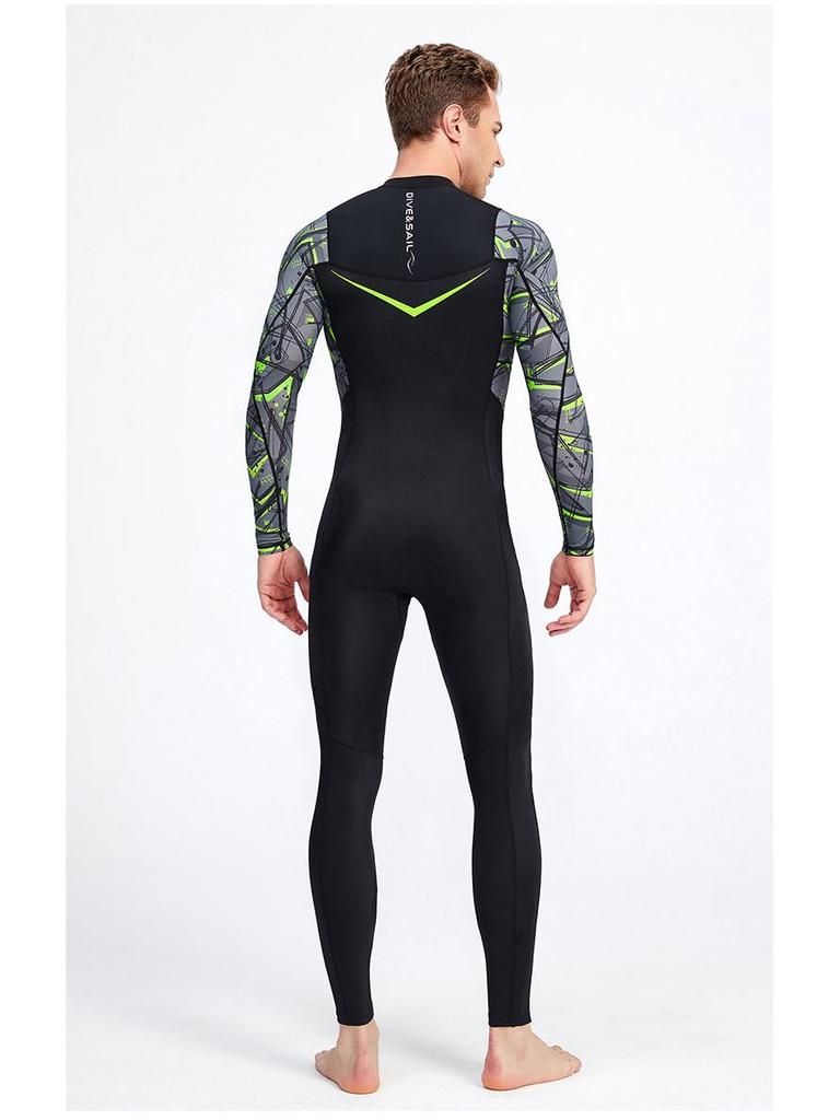 Men's Quick-Dry Lycra Wetsuit: Long Sleeve, Full Length, Sun Protection for Diving and Surfing