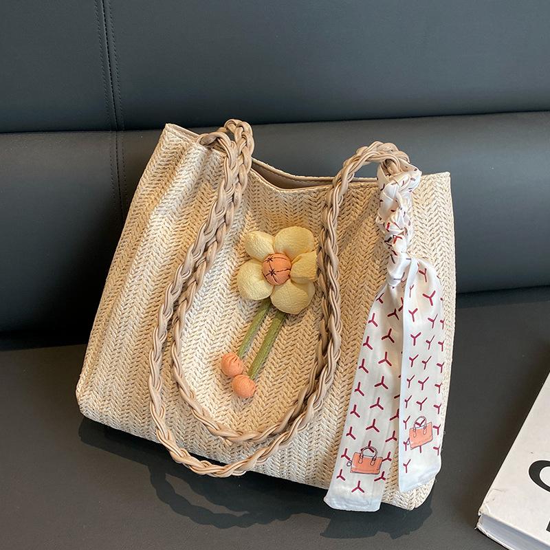 New Woven Straw Bag Women's Large-capacity Summer Versatile Shoulder Bag Seaside Satchel Beach Tote Bag