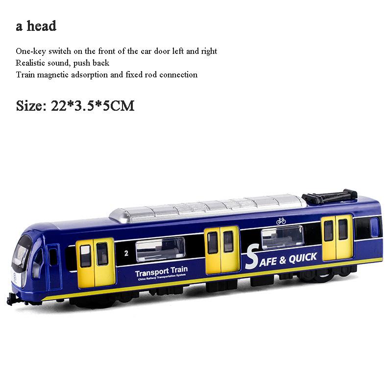 Large Simulation Alloy Train Model City Metal Diecast Subway Sound And Light Pull Back Car Kids Toy Boy Gift