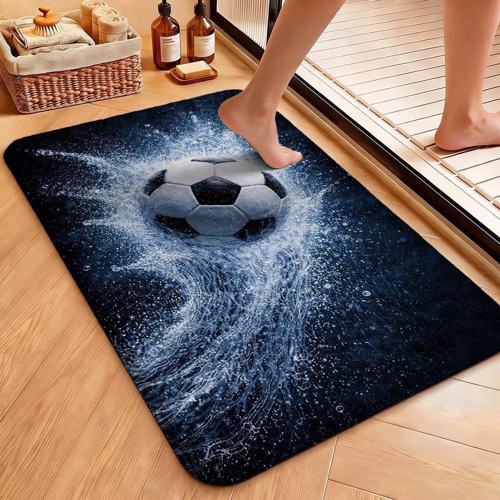 Soccer Ball Water Splash Print Theme Rug Soft Texture Nonslip Carpet For Hallway Balcony Study Home Party Decor Christmas Gift