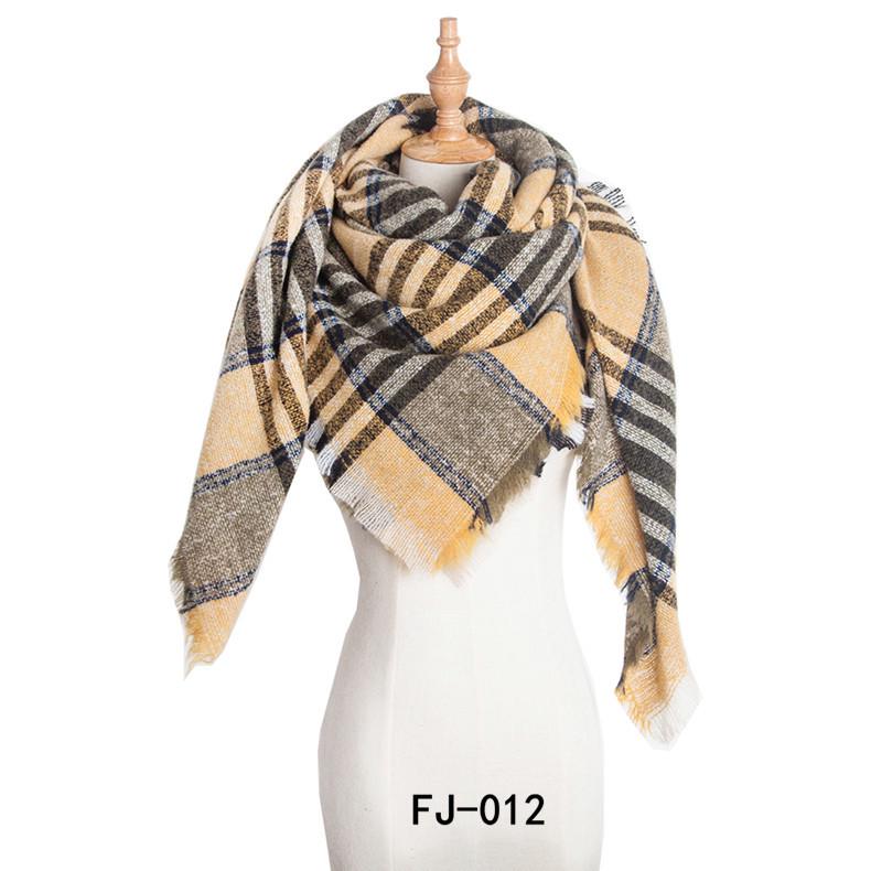 European & American Autumn/Winter Thick Double-Sided Plaid Scarf & Shawl for Women
