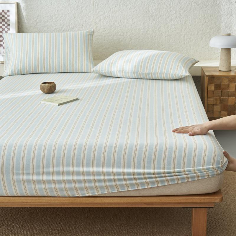 Premium Cotton Plain Fitted Sheet Deep Pocket Elastic Edges Non Slip Sheet Home Mattress Protector Soft Sheets Couvre Lit