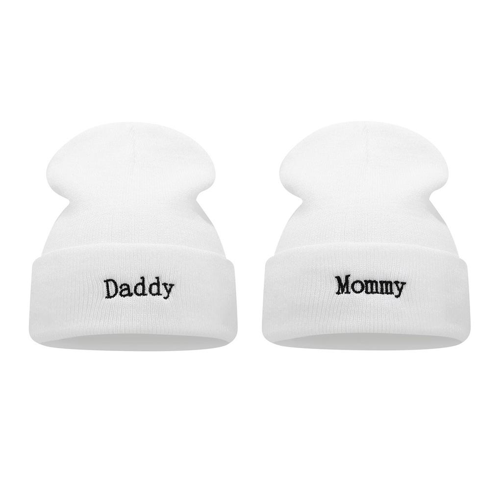 Daddy Mommy Alphabet Embroidered Beanless Knitted Hat Hot Sale Fashion Ear Cap Street Cold Hat