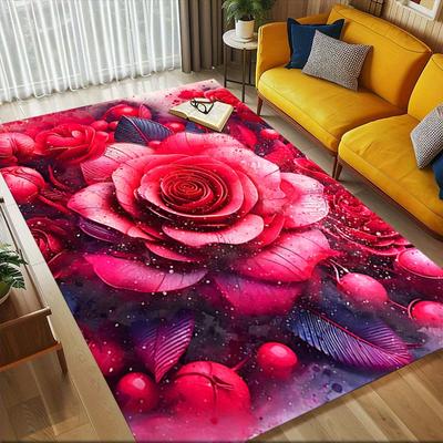 1 szt. Dywan tematyczny Różany Abstract do wystroju domu, Antypoślizgowy dywanik biurowy, Podkładka pod krzesło, Mata zewnętrzna, Prezenty na Boże Narodzenie i Halloween-0731115