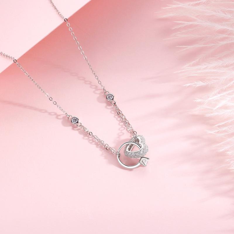 

Модное любовное кольцо ожерелье женское ins стиль хип-хоп прилив сращивание любовная цепочка