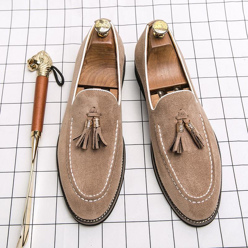 Men's Summer Slip-On Suede Tassel Loafers - British Style Youthful Casual Shoes