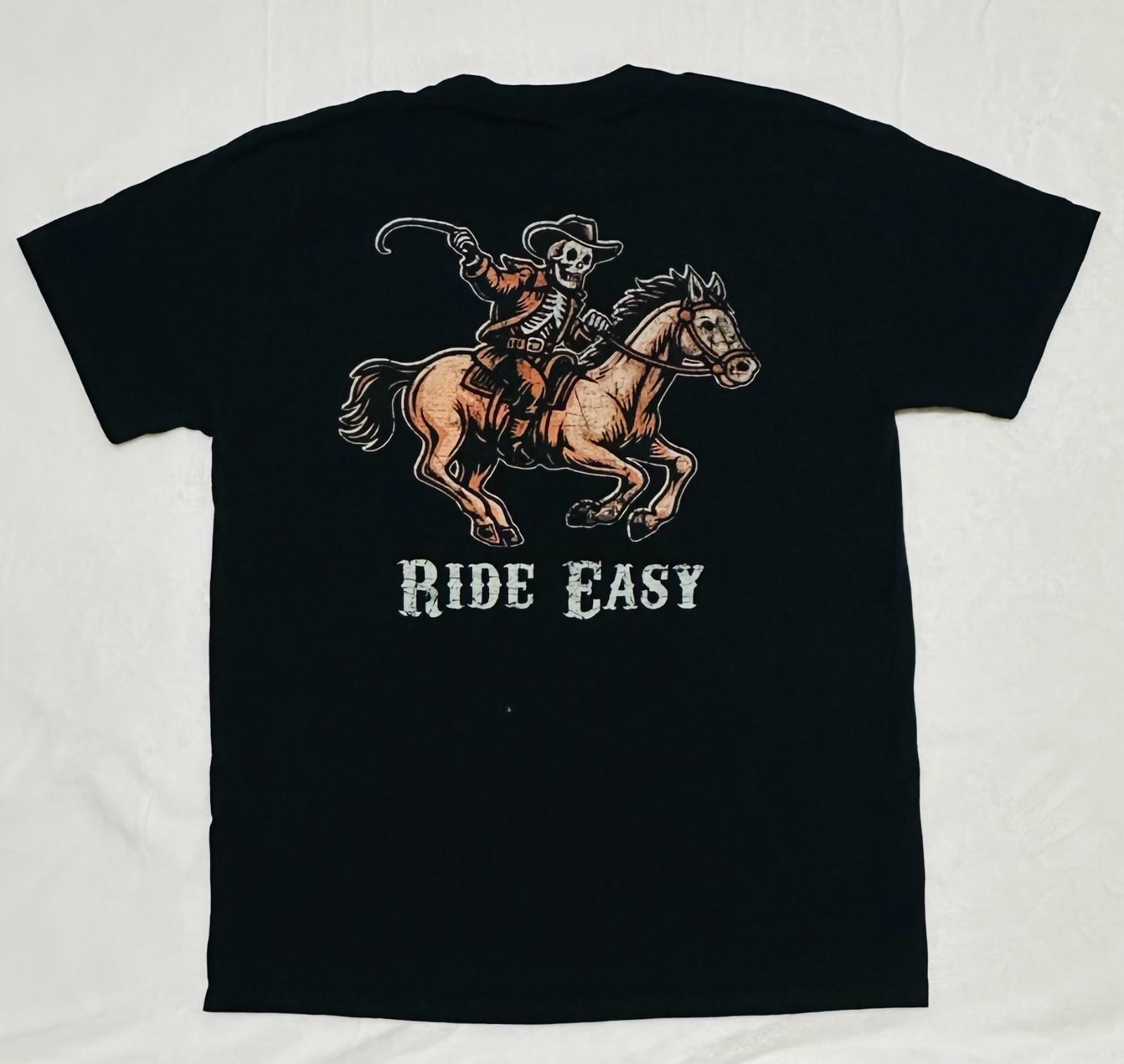 Bowery Supply Co Ride Easy Graphic Print Black Men s Medium Short Sleeve Shirt M