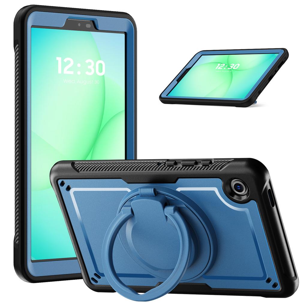 For Samsung Galaxy Tab A11/A9 Case Rotating Kickstand PC + TPU Shockproof Tablet Cover with Shoulder Strap