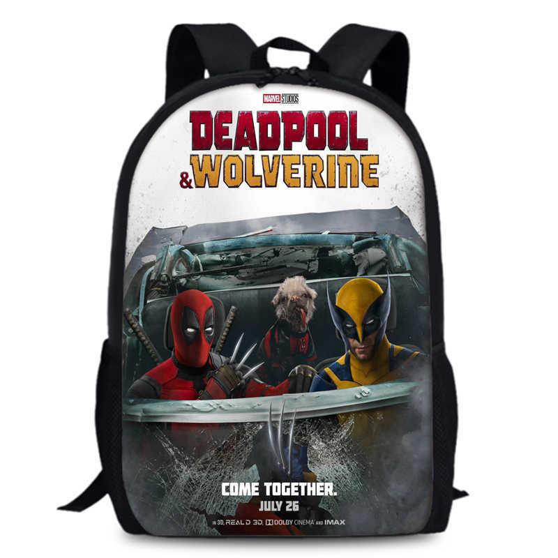Deadpool Wolverine Backpack 15 Inch Anime Cartoon Lightweight Schoolbag