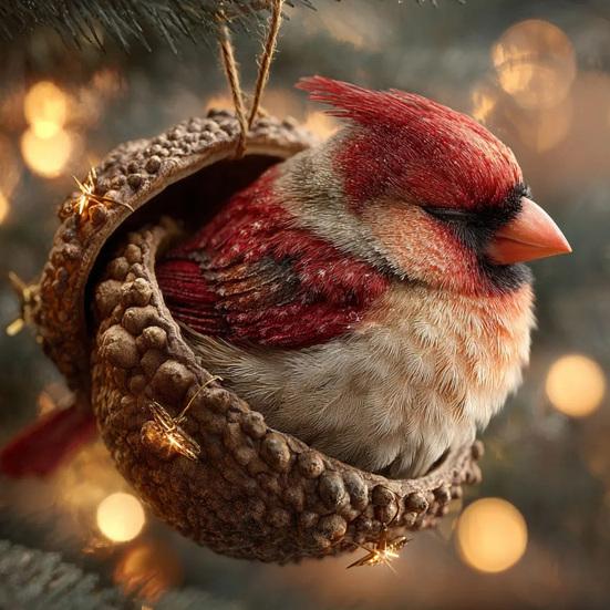 Skovdyr Eikenøttpynt Koselig Furu Kongle Dyr Julepynt 2D Akryl Skogsvesen Hengende Ornament for Naturelskere