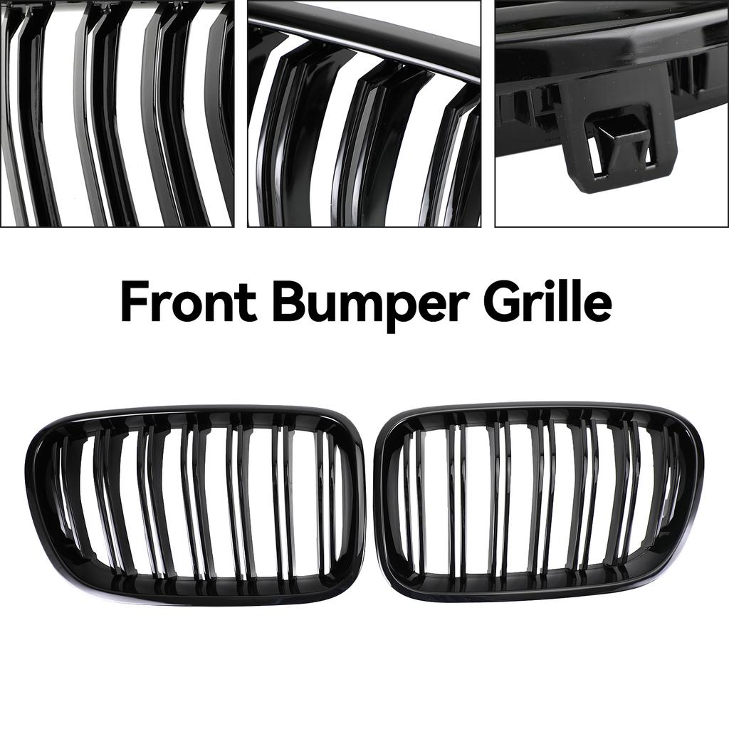 Gloss Black Front Bumper Kidney Grille Grill Fit BMW X3 F25 2011-2014 Dual Line