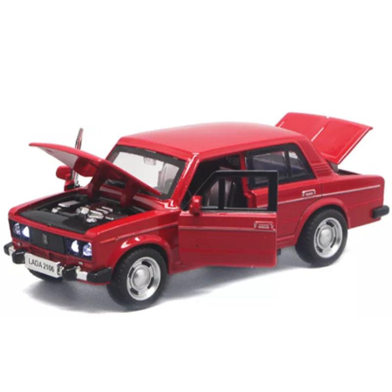 1/32 Scale LADA 2106 Diecast Car Model Toy, Pull Back Toy Vehicle with Sound and Light for Kids Toddler Boys Girls Gift Collection