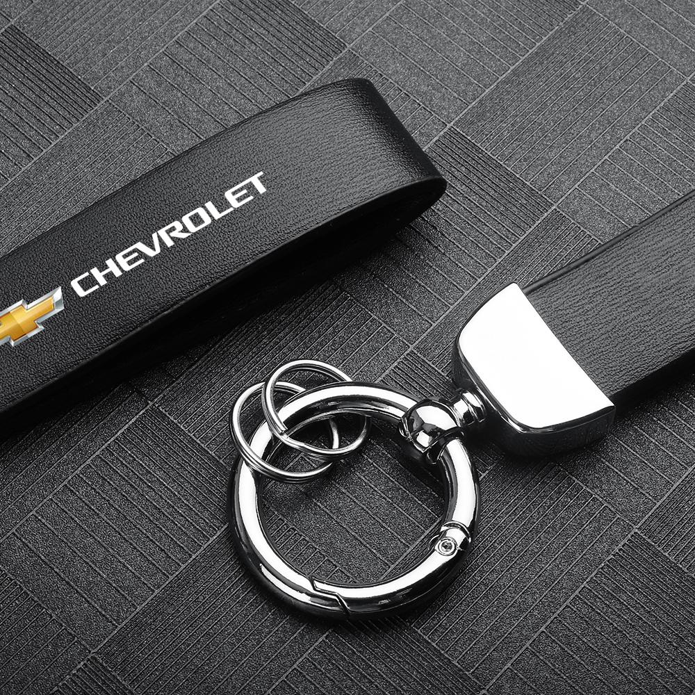 3D Metal Leather Logo Emblem Car Key Chain Keyring for Chevrolet Cruze Lacetti Sonic Spark Sail Aveo Cobalt Captiva Trax Malibu