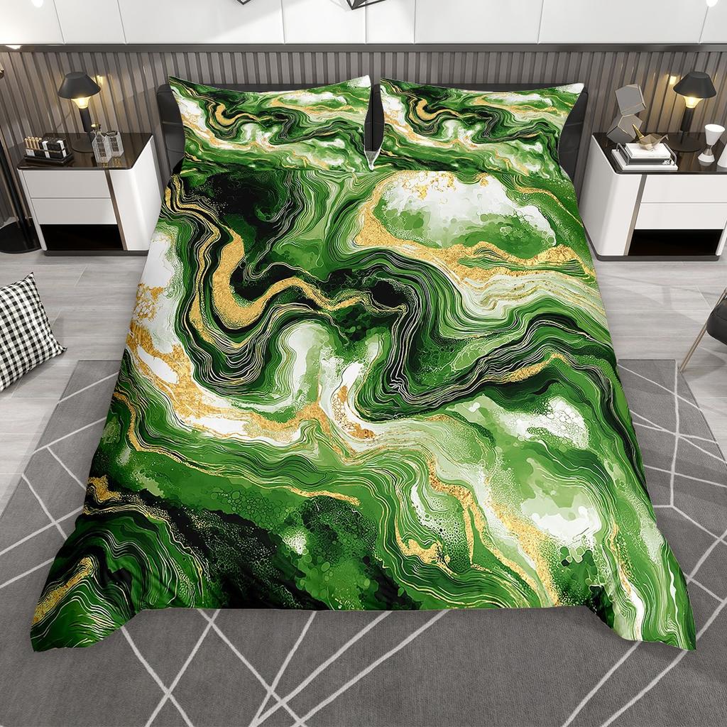 Homewish Chic Marble Duvet Cover Set, Aesthetic Watercolor Artwork Bed Set, Colorful Marbling Quilt Cover Set