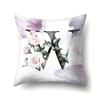 Polyester Pillowcase Home Watercolor Flower Print Pillowcase 26 English Letters Bedside Cushion Cover