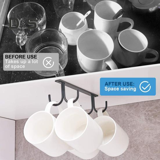 2 Stück Becherhalter, einfache Installation unter dem Schrank, Becherhaken, platzsparende Becher-Aufhängehaken für die Küche zu Hause