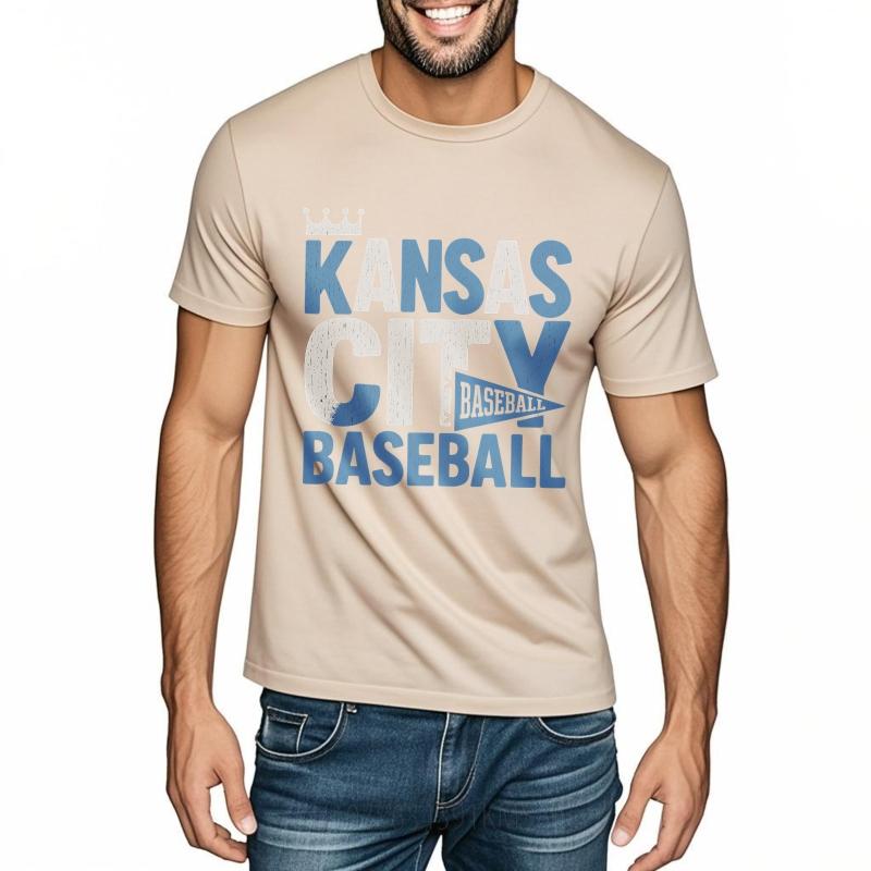 Mens tshirt Cotton Shirt Fashion Summer Women T Shirt Kansas City Baseball Crown Design Short Sleeve Printed Crew Neck Tops