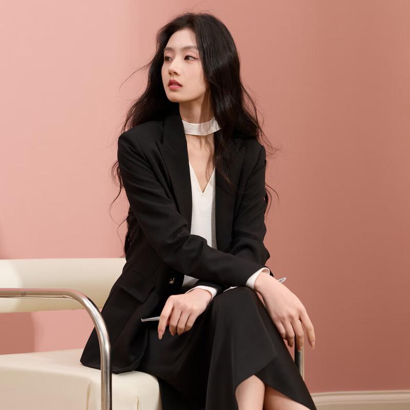 Sancai 2025 Podzimní neformální dvouřadový sako s páskem