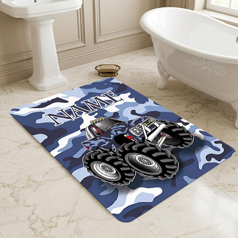 Personalized Name Monster Jam Night Living Room Non-Slip Area Rug Soft Carpet for Bedroom Kids Playroom Sofa Office Home Decor Doormat
