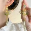 Chinese Fashion Earrings For Women Vintage Fan Shaped Acrylic Jewelry Creative Ethnic Gifts