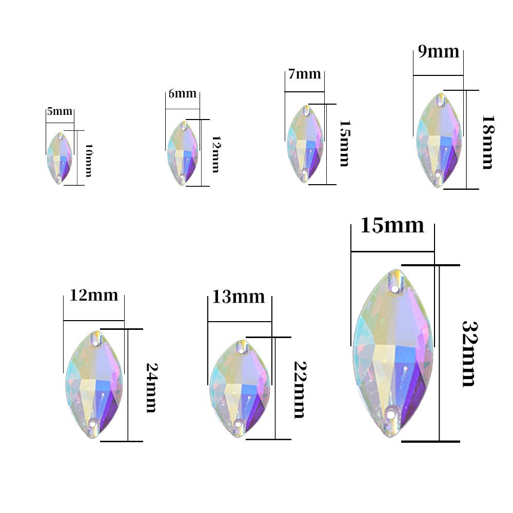 K9 Weichen Koń Kształt Oka Płaskie Dno Szklany Ręcznie Szyty Wiertło, Biały Ab Kolorowy Diament Diy Kryształowy Diament