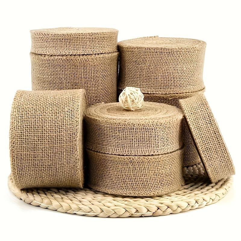 Natural Jute Fabric 1 Roll Thick Woven Jute Linen Fabric Strip Multi-Size DIY Craft Material for Belts, Christmas & Wedding Decorations