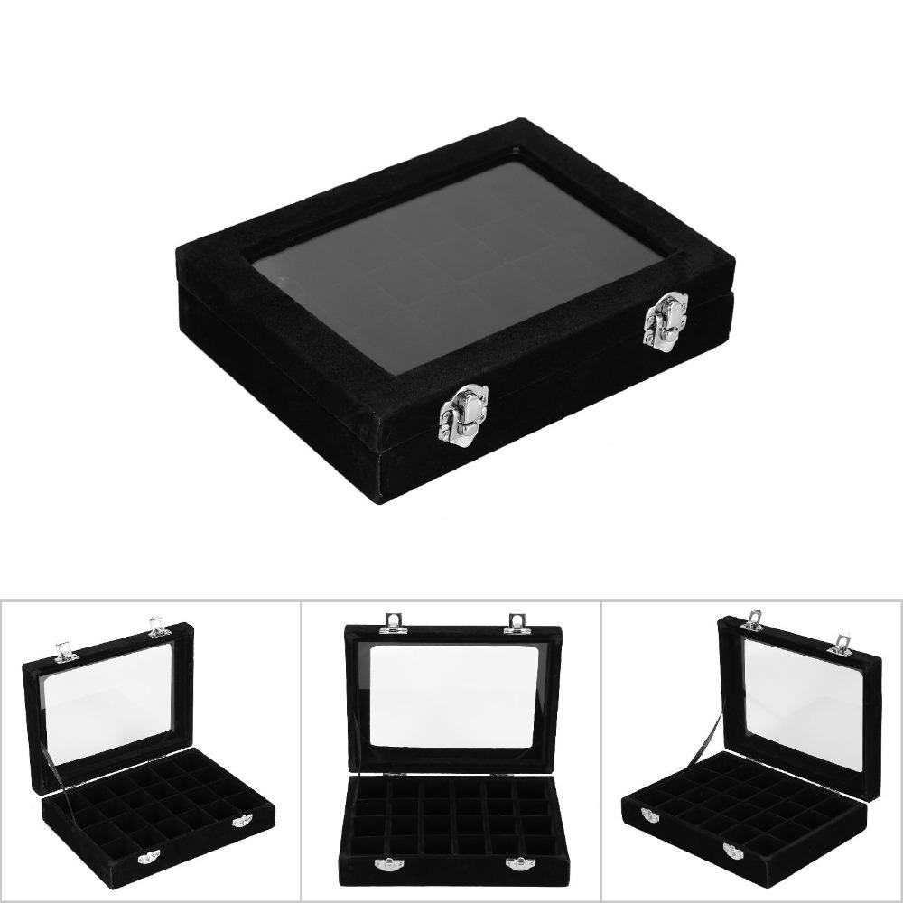 Transparent Lid 24 Grids Rhinestone & Nail Gem Storage Box Shop Display