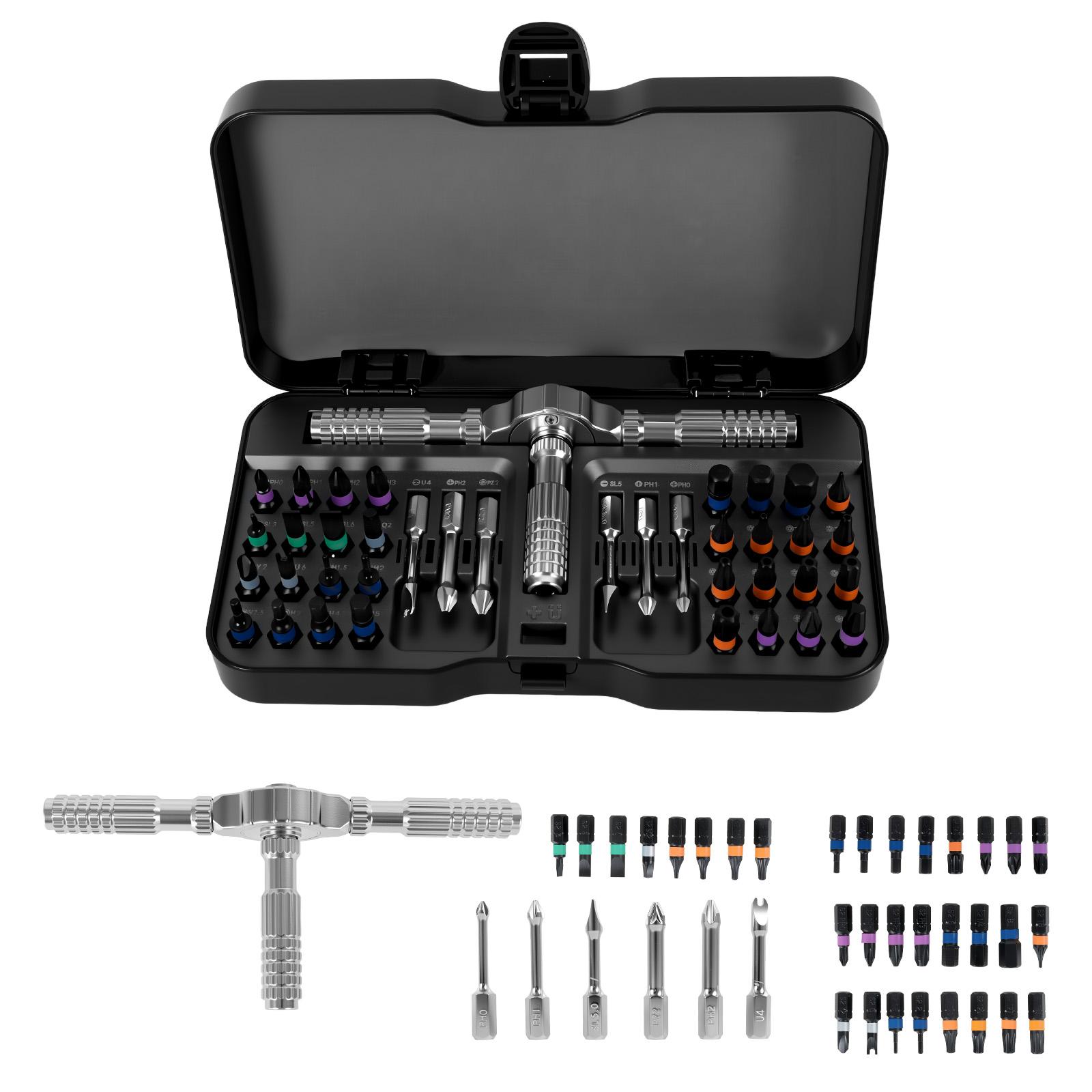 

Alloy steel ratchet screwdriver set 40 in 1 high torque T-shaped screwdriver set multi-purpose maintenance tool set
