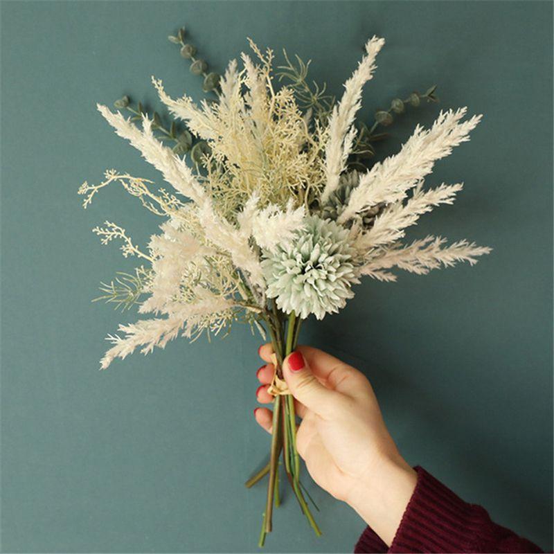 

Flower Fake Artificial Dandelion Eucalyptus Hybrid Bouquet Wedding Home Decor зелёный